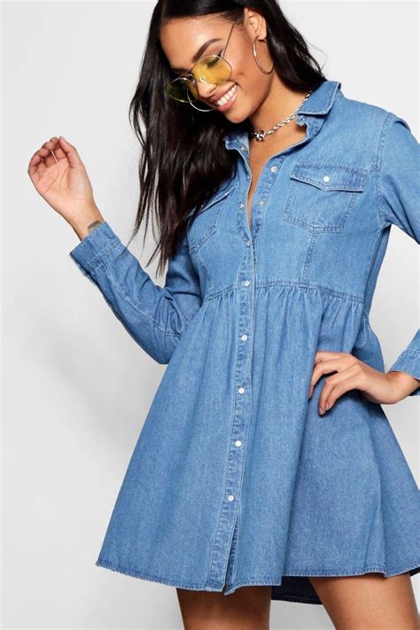 long sleeve denim shirt dress.